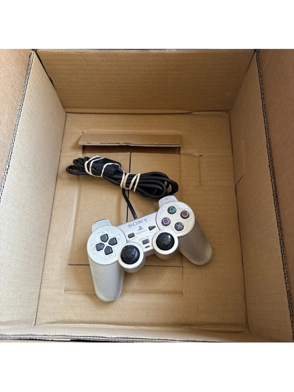 OEM Sony PS2 DualShock 2 Controller Silver SCPH-10010 Analog Wired  Tested